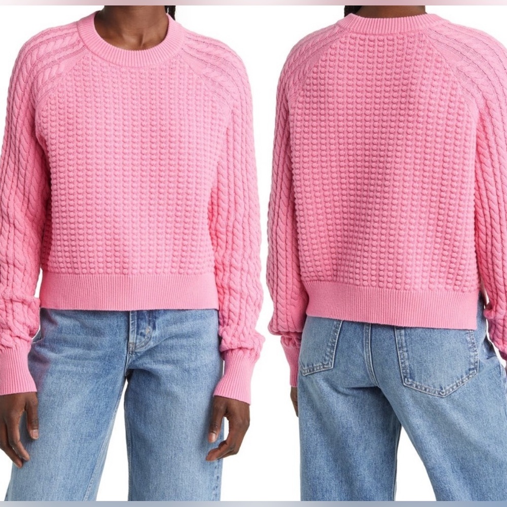 NWT French Connection Mozart Mixed Stitch Cotton Sweater - Size Large